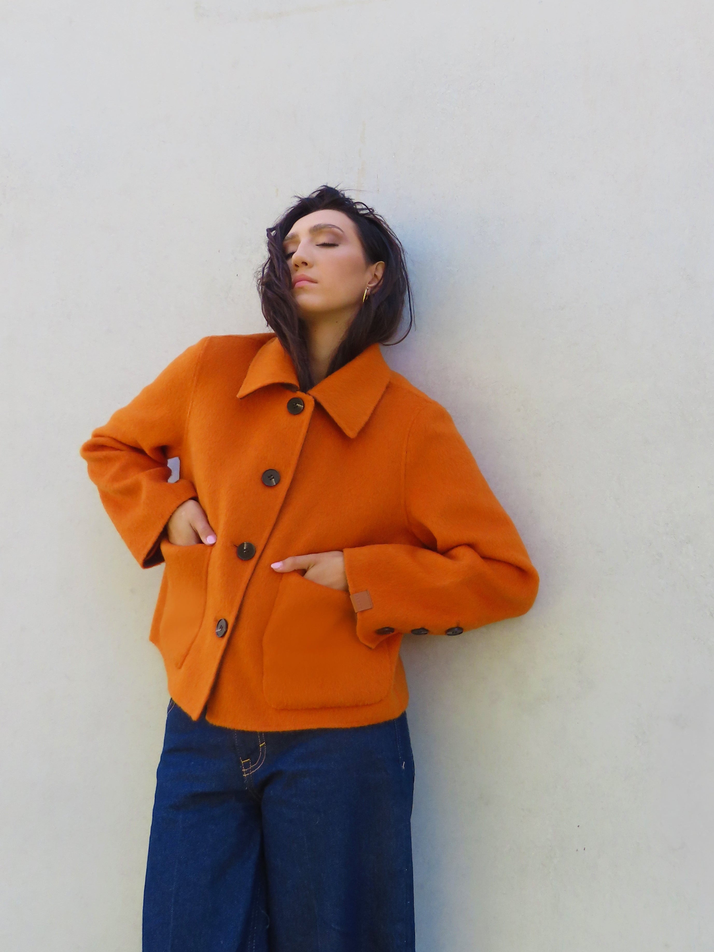 Abrigo reversible corto Naranja / Chocolate