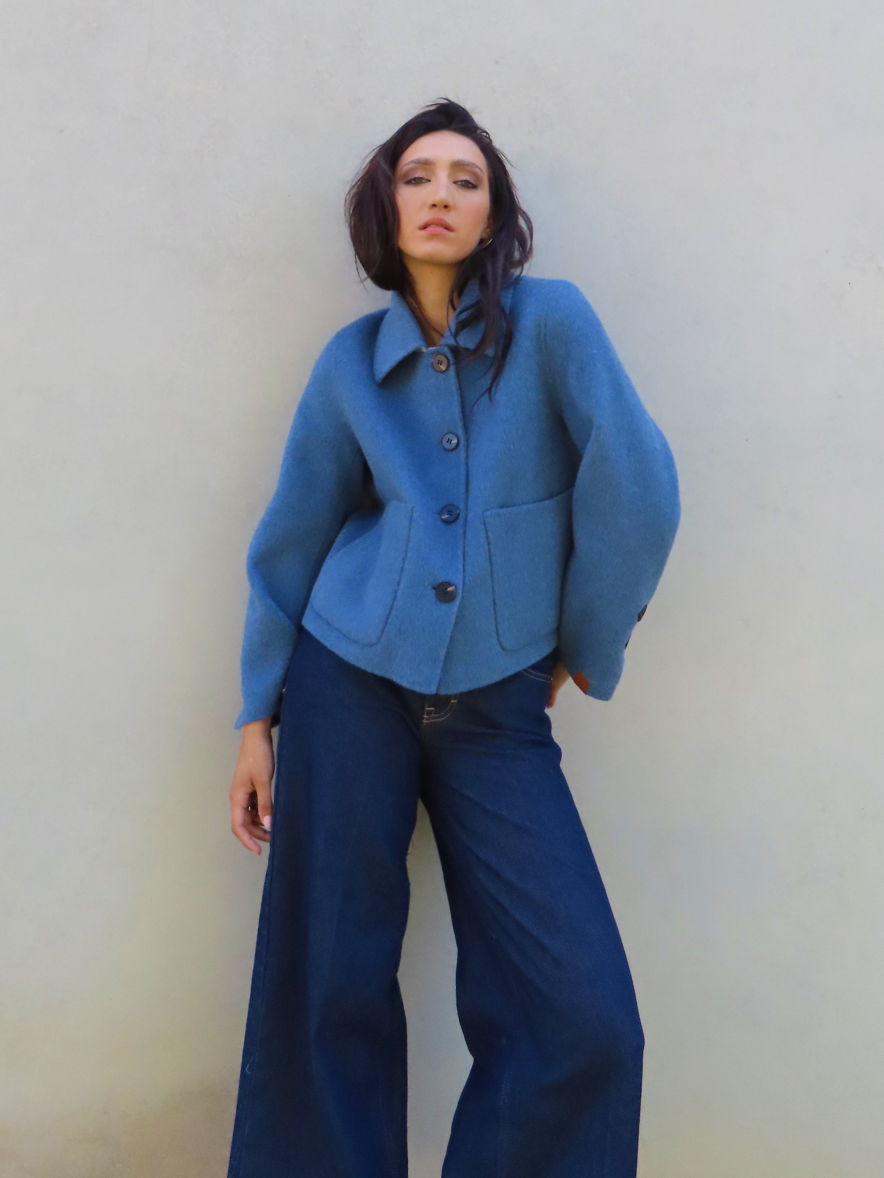 Abrigo reversible corto Azul / Gris